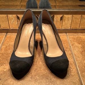 Franco Sarto Blue & Black Suede Pumps